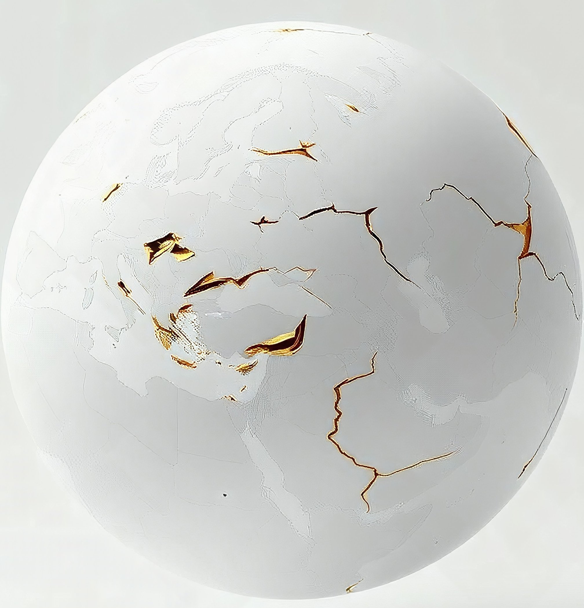 Kintsuge wereldbol gerepareerd met goud
